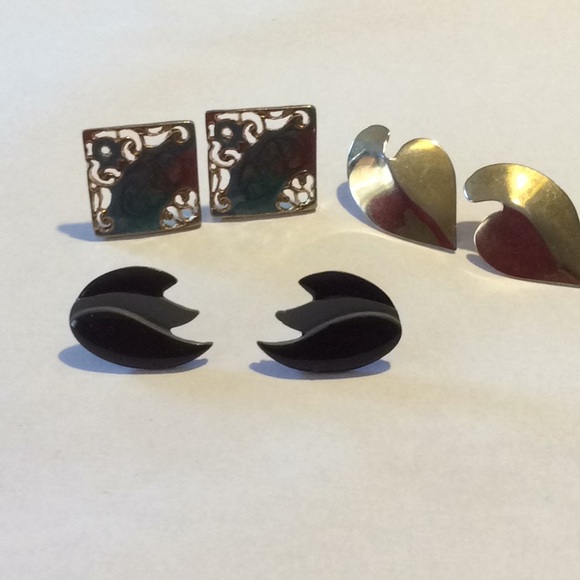 Jewelry - vintage  pierced earrings, 3 pairs
